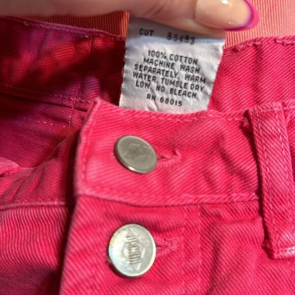 Vintage bongo button fly pink denim jean shorts  big logo on back size 5 - Picture 12 of 12